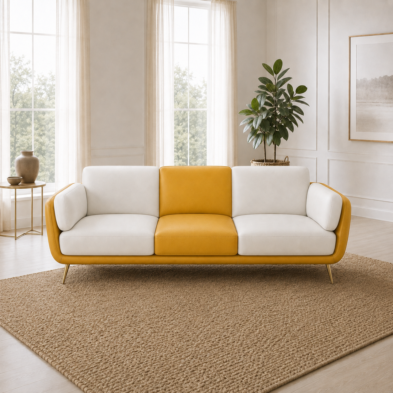 Orbit 3+2+1 Sofa Set, 3 seater, yellow, room view