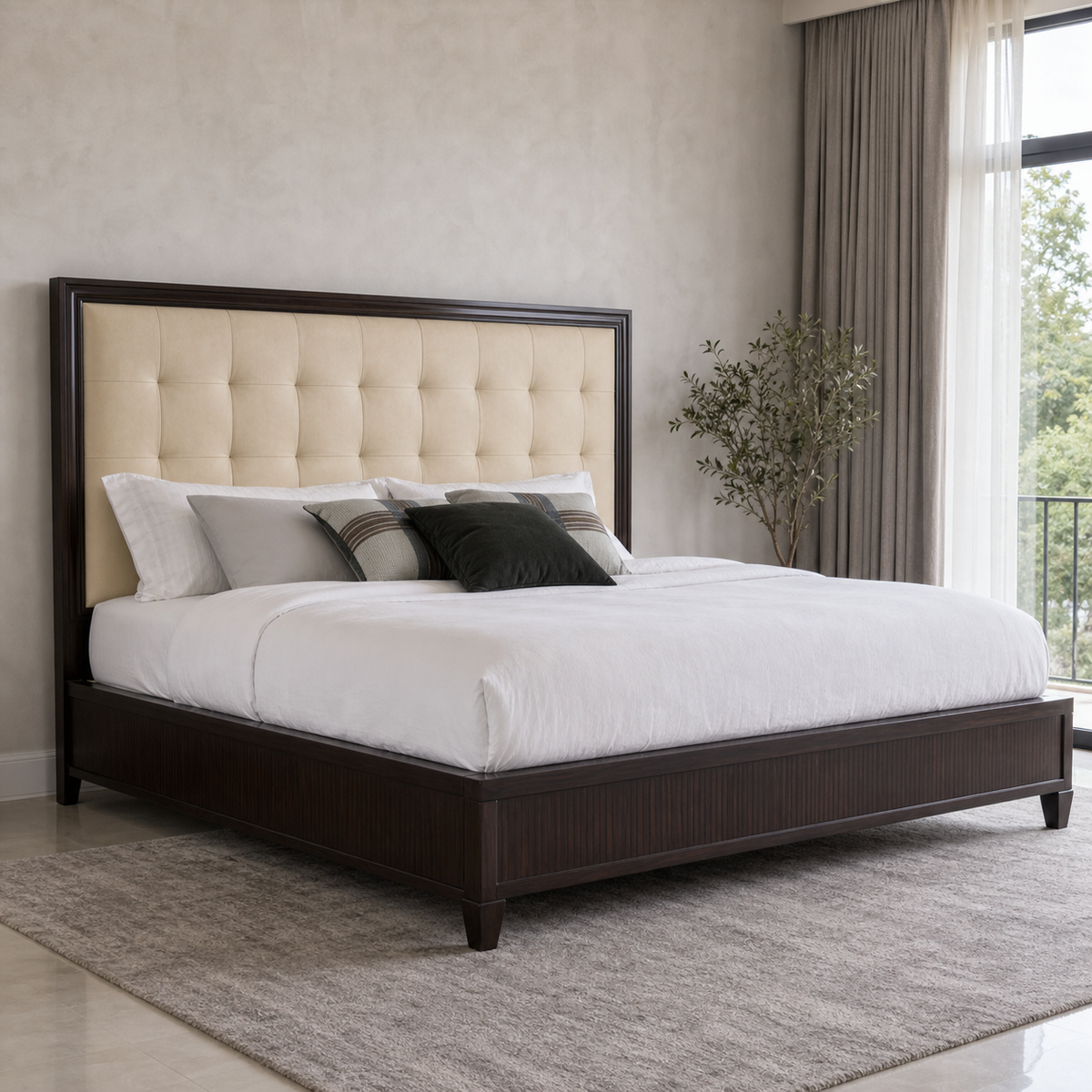 Orson - Bed, complete front three-quarter bed view in a restrained bedroom