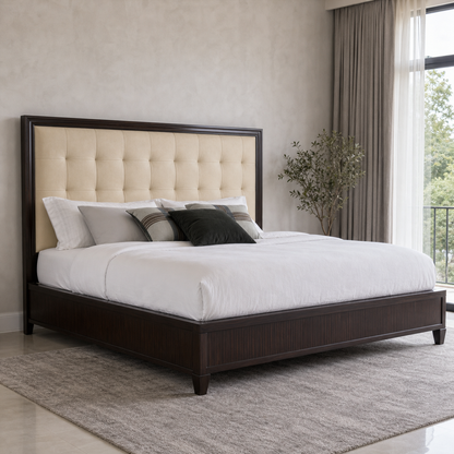 Orson - Bed, complete front three-quarter bed view in a restrained bedroom