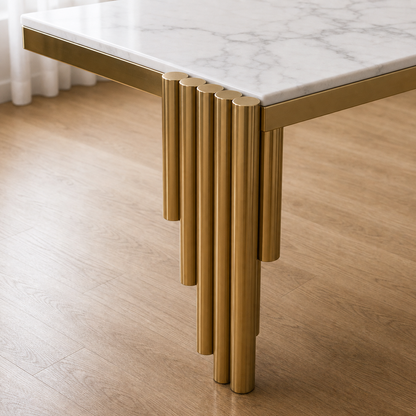 Leon - Dining Table Marble Top, close chair, seating, or base construction detail