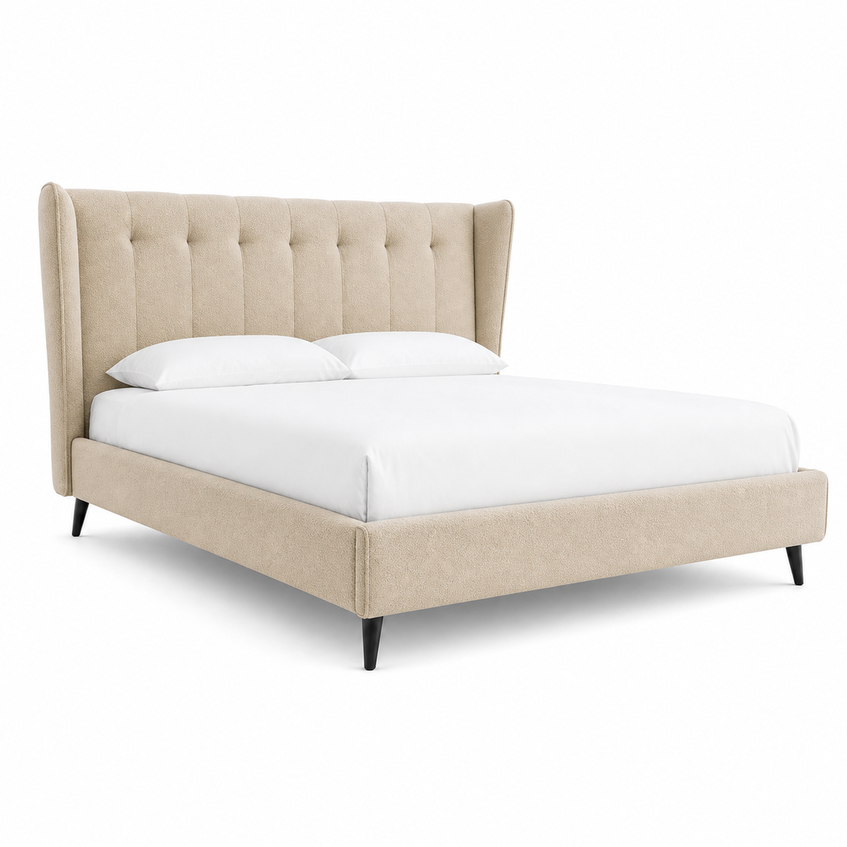 Ovie - Bed Beige plain white background view