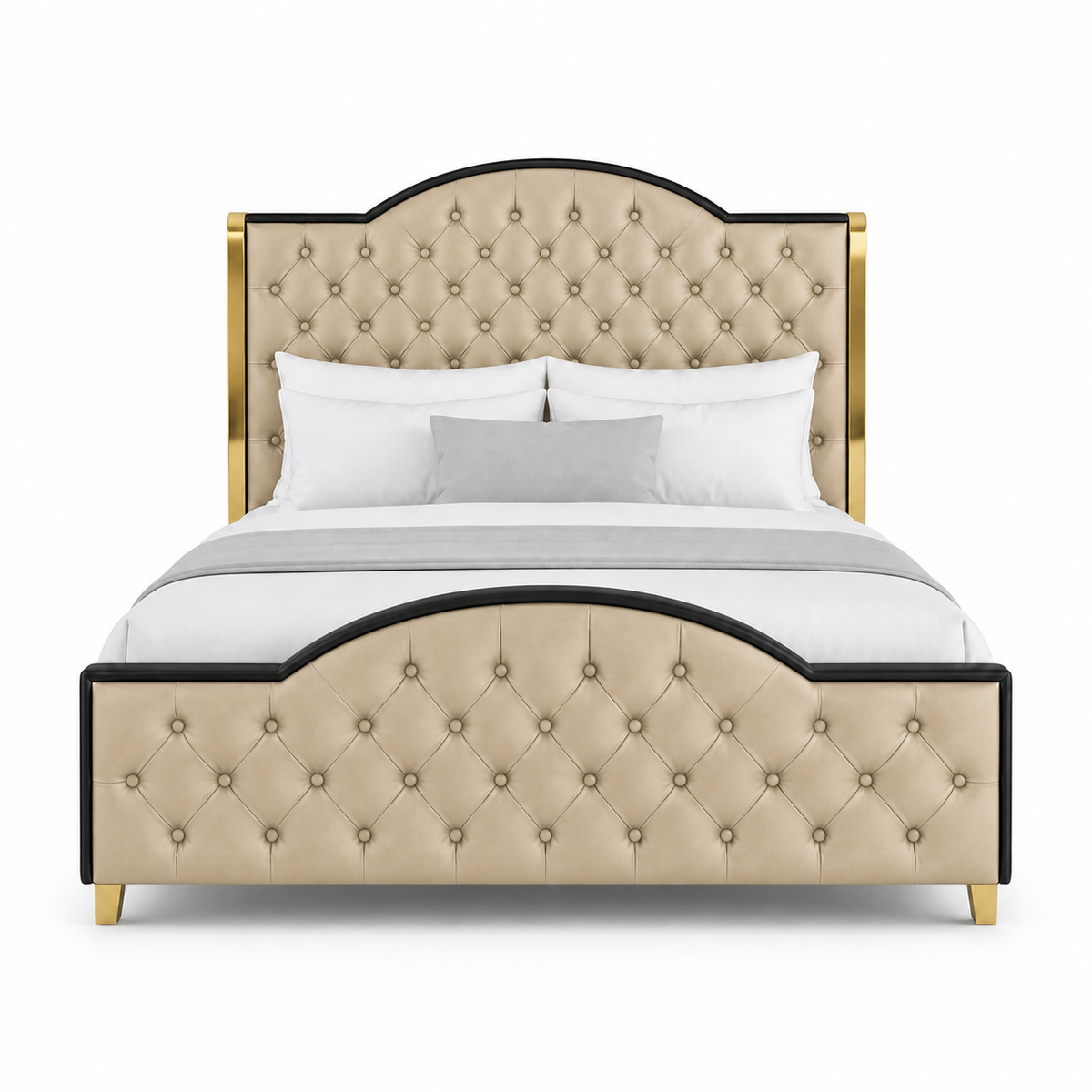 Pace - Bed Beige plain white background view