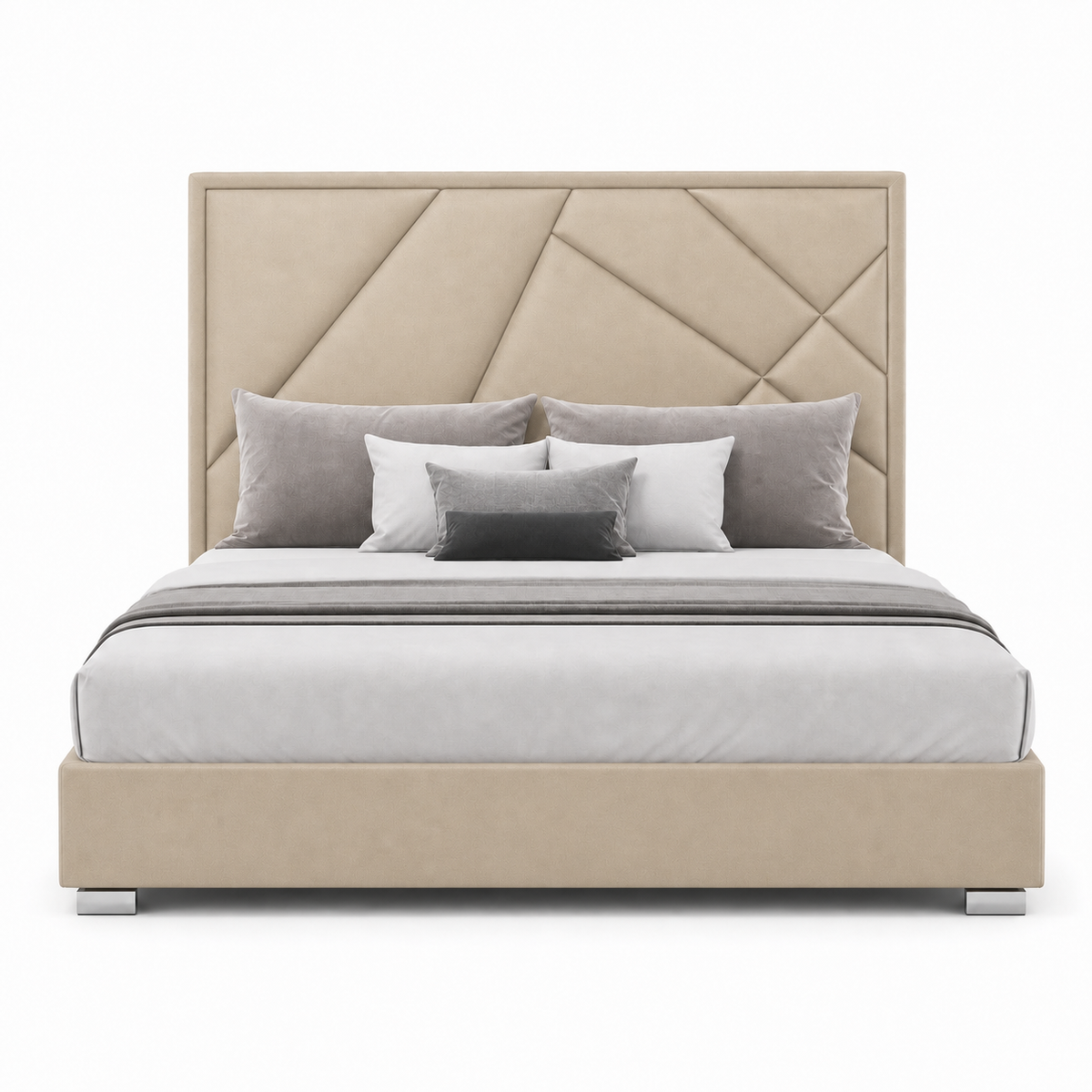 Pax - Bed Beige plain white background view