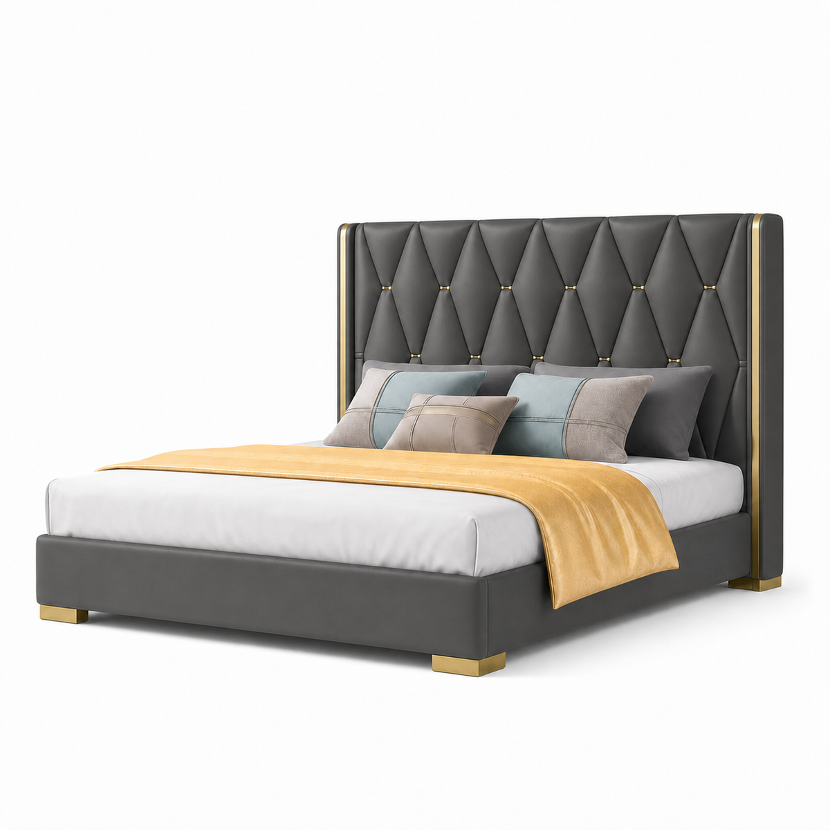Penn - Bed Grey plain white background view