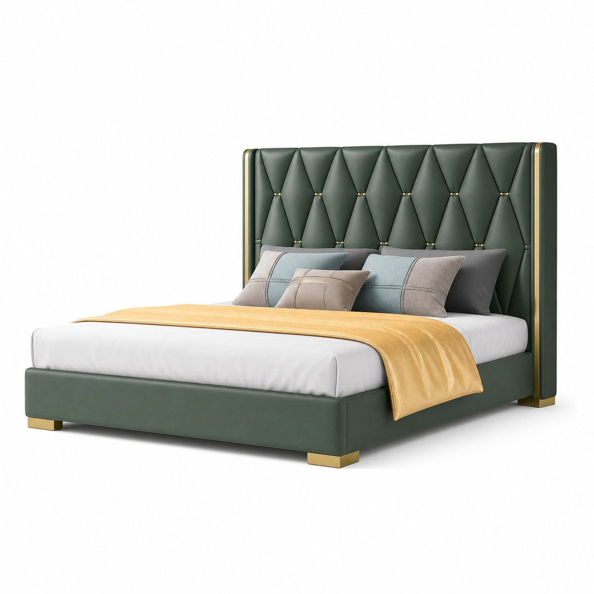 Penn - Bed, complete front three-quarter studio bed view