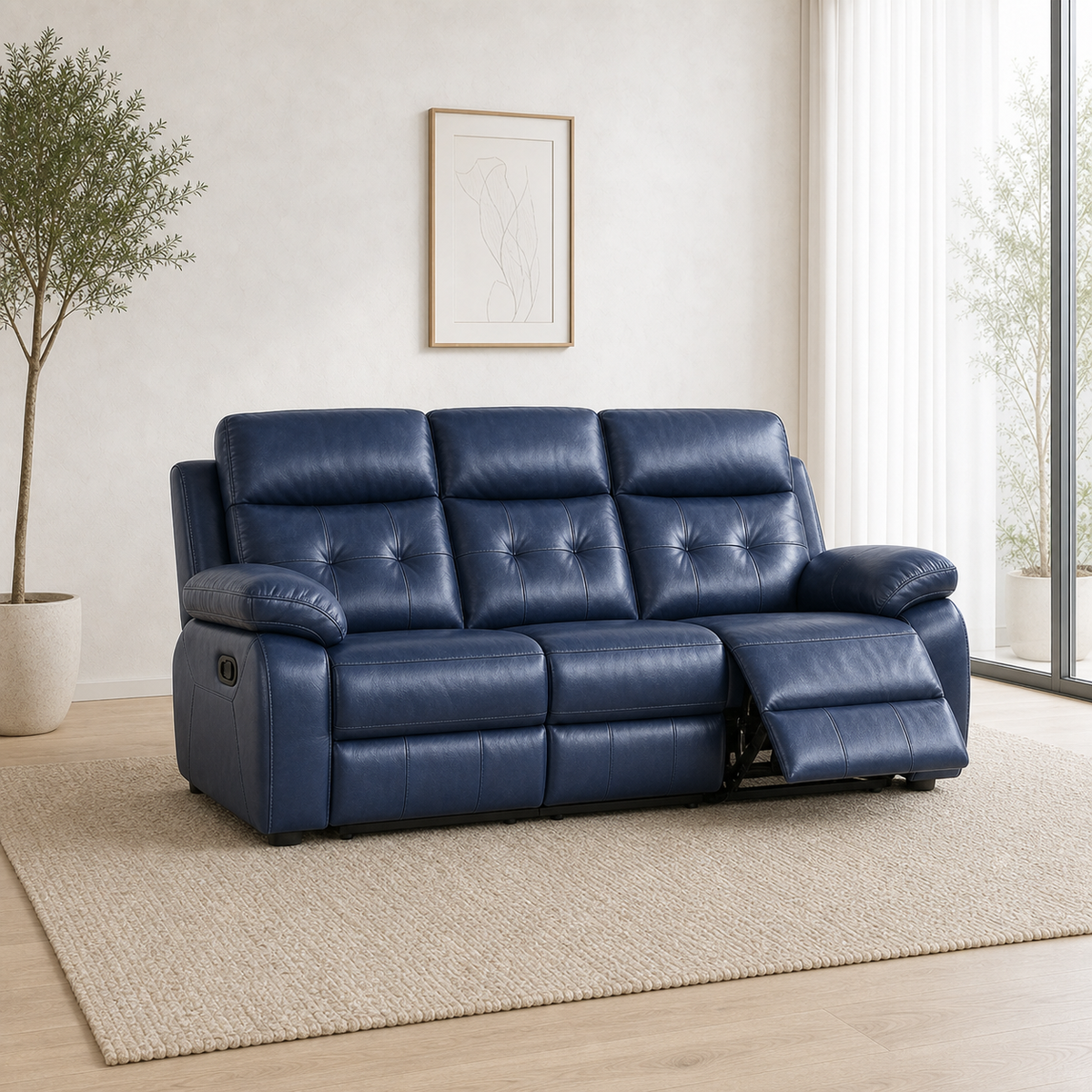 Perch Recliner 3 seater blue 01 main