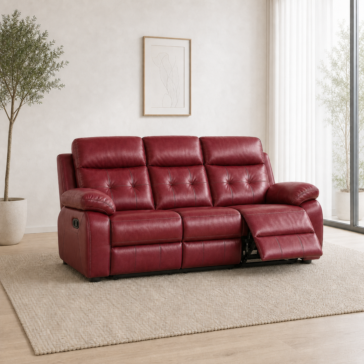 Perch Recliner 3 seater red 01 main