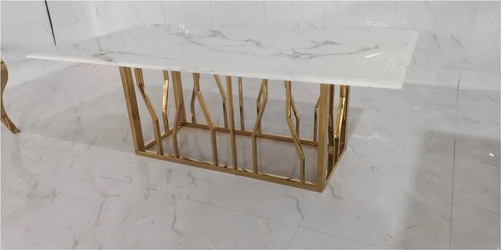 Asher - Dining Table Marble Top - 6 Seater