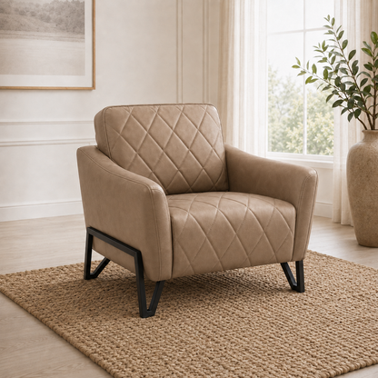 Plume 3+2+1 Sofa Set, 1 seater, beige, room view