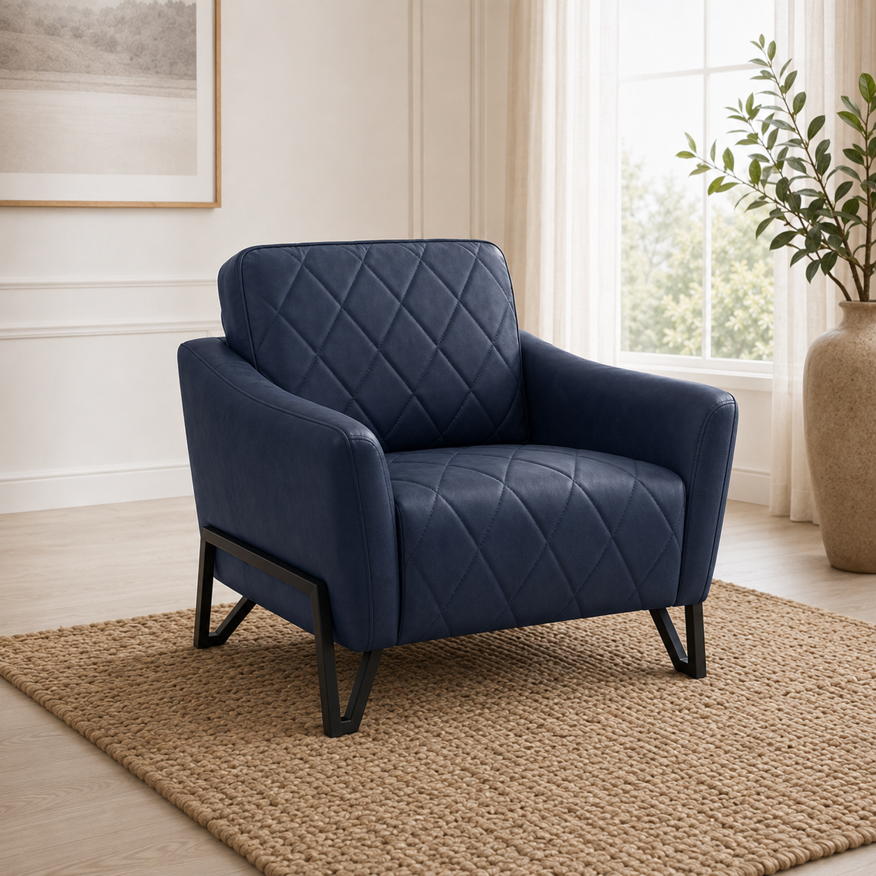 Plume 3+2+1 Sofa Set, 1 seater, blue, room view