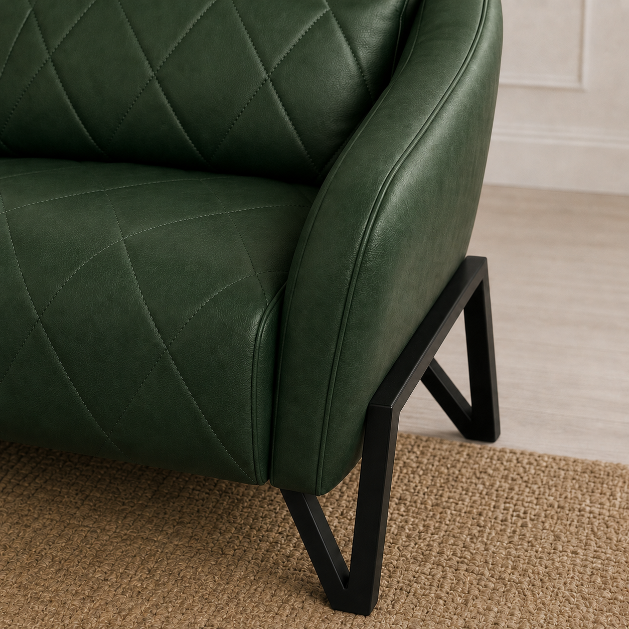 Plume 3+2+1 Sofa Set, 1 seater, green, detail view