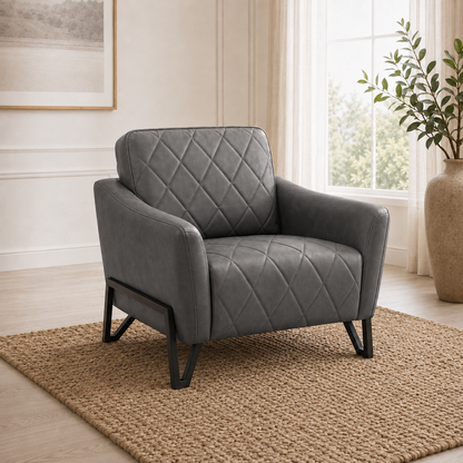 Plume 3+2+1 Sofa Set, 1 seater, grey, room view