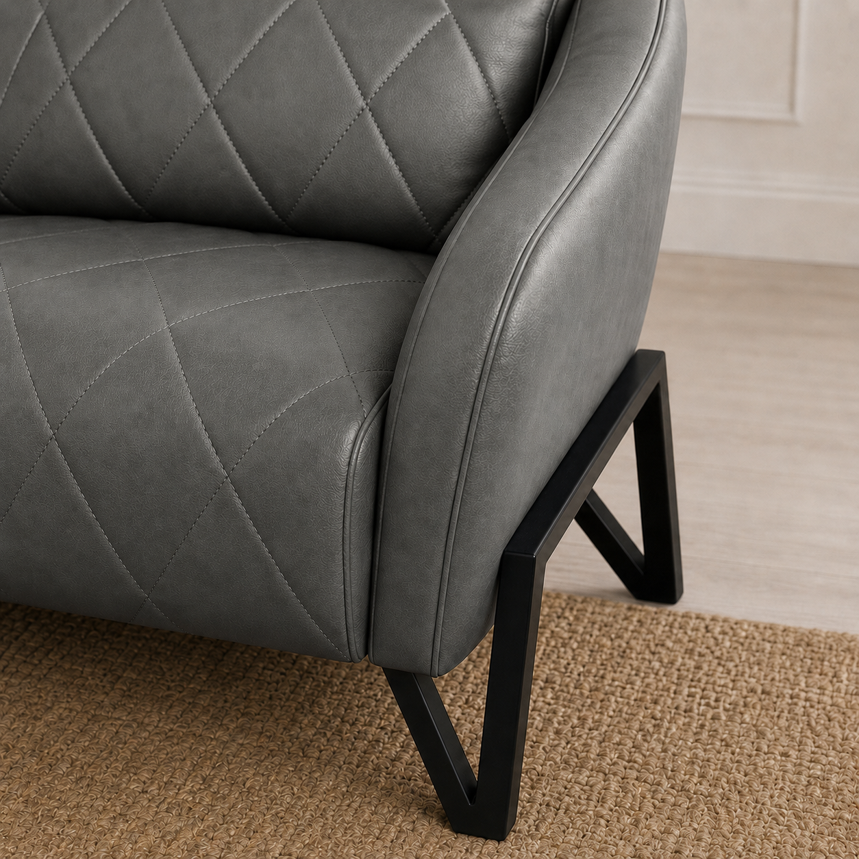 Plume 3+2+1 Sofa Set, 1 seater, grey, detail view