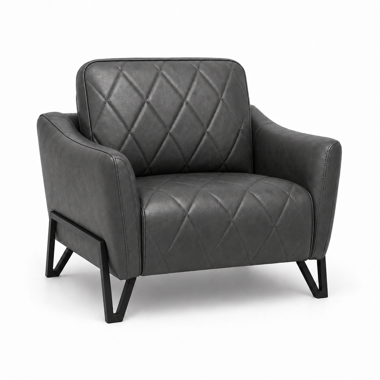 Plume 3+2+1 Sofa Set, 1 seater, grey, studio view