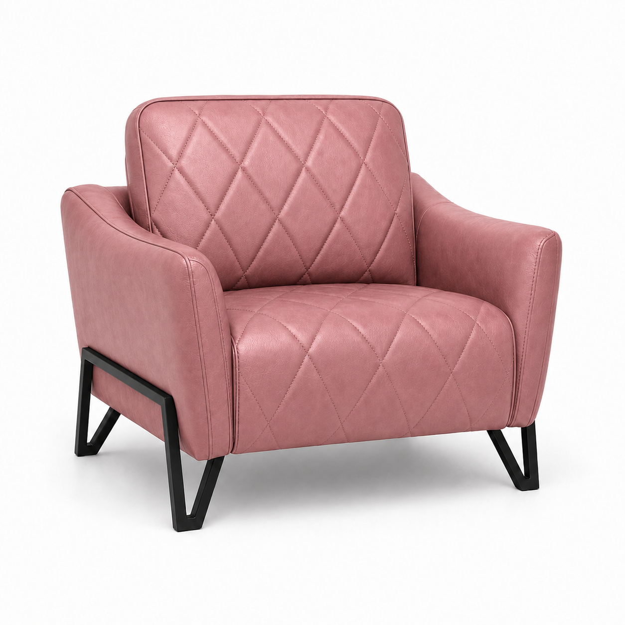 Plume 3+2+1 Sofa Set, 1 seater, pink, studio view