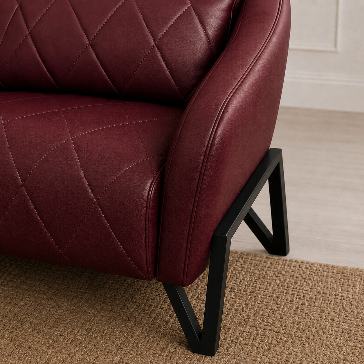 Plume 3+2+1 Sofa Set, 1 seater, red, detail view