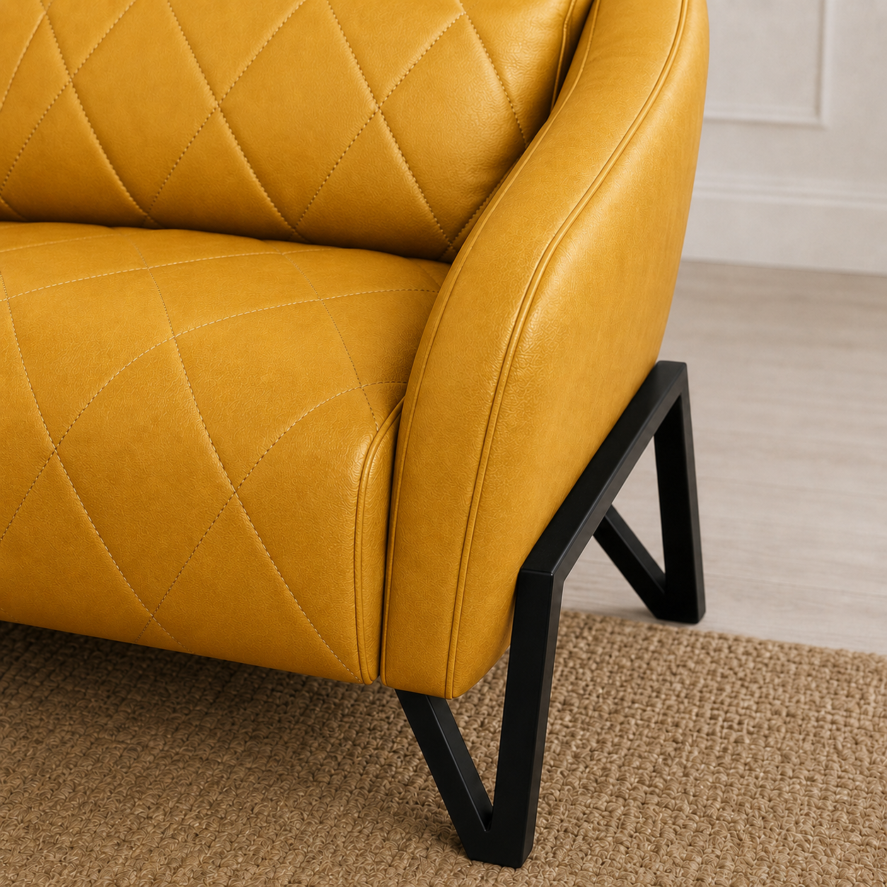 Plume 3+2+1 Sofa Set, 1 seater, yellow, detail view