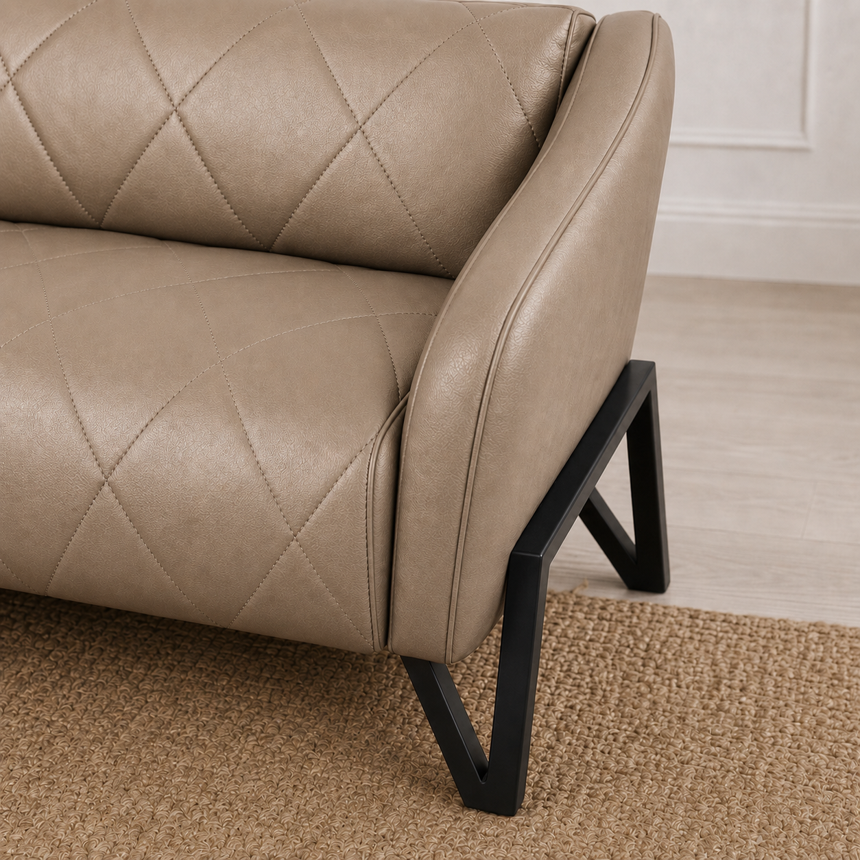 Plume 3+2+1 Sofa Set, 2 seater, beige, detail view