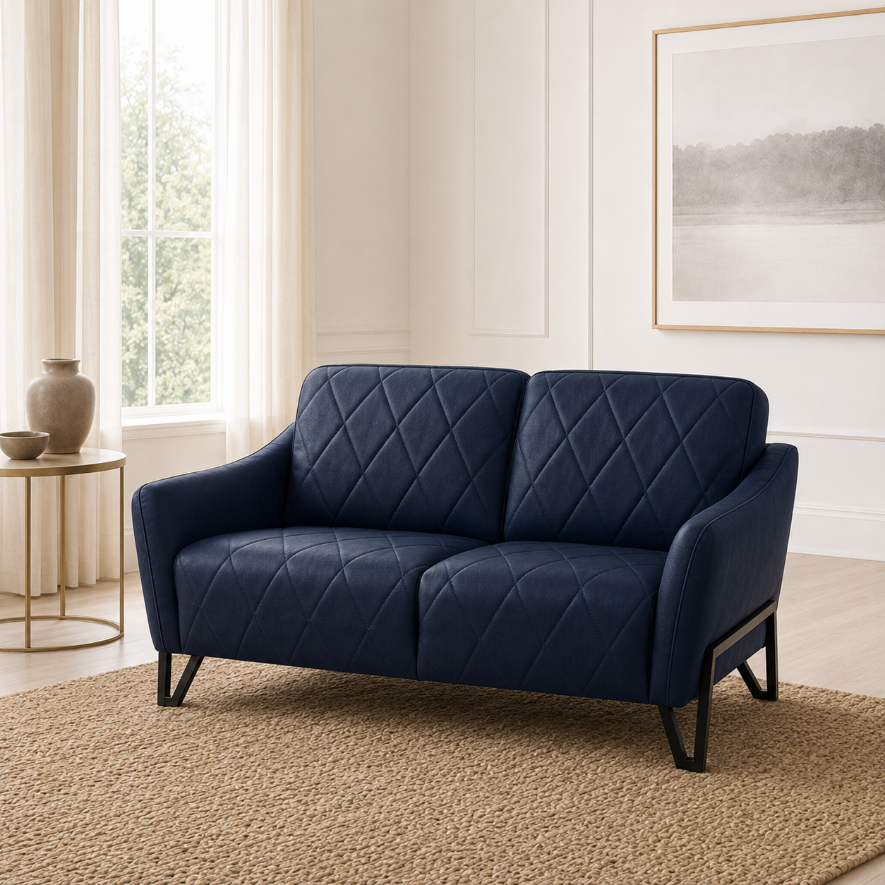 Plume 3+2+1 Sofa Set, 2 seater, blue, room view