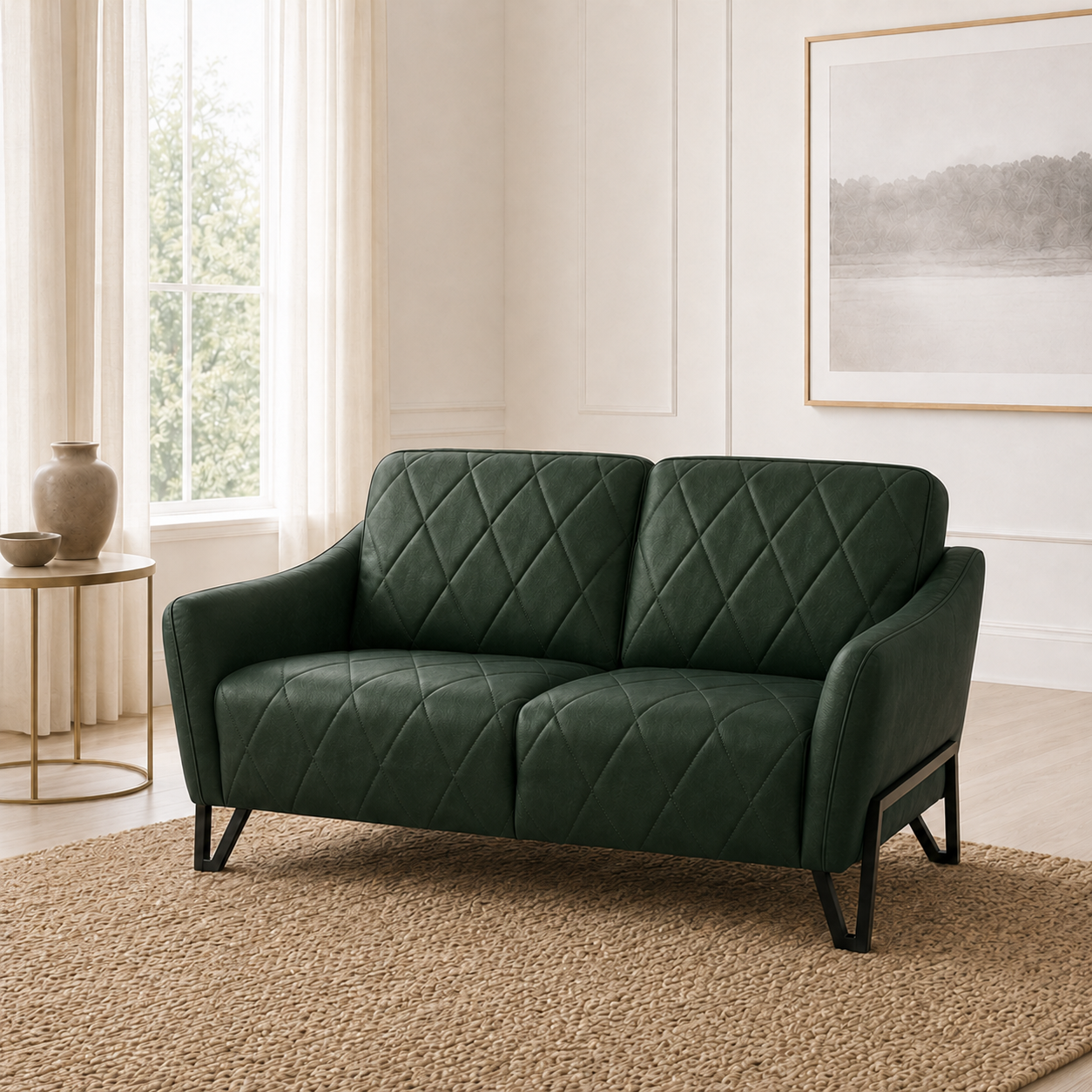 Plume 3+2+1 Sofa Set, 2 seater, green, room view
