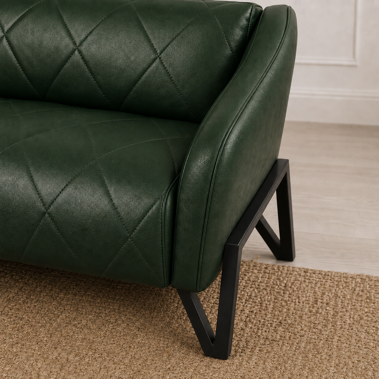 Plume 3+2+1 Sofa Set, 2 seater, green, detail view