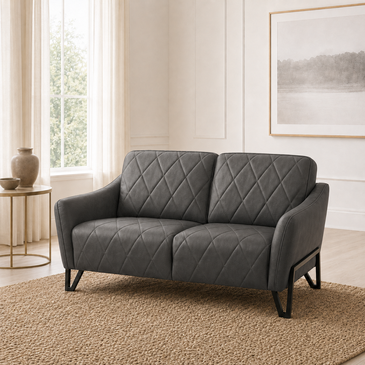 Plume 3+2+1 Sofa Set, 2 seater, grey, room view