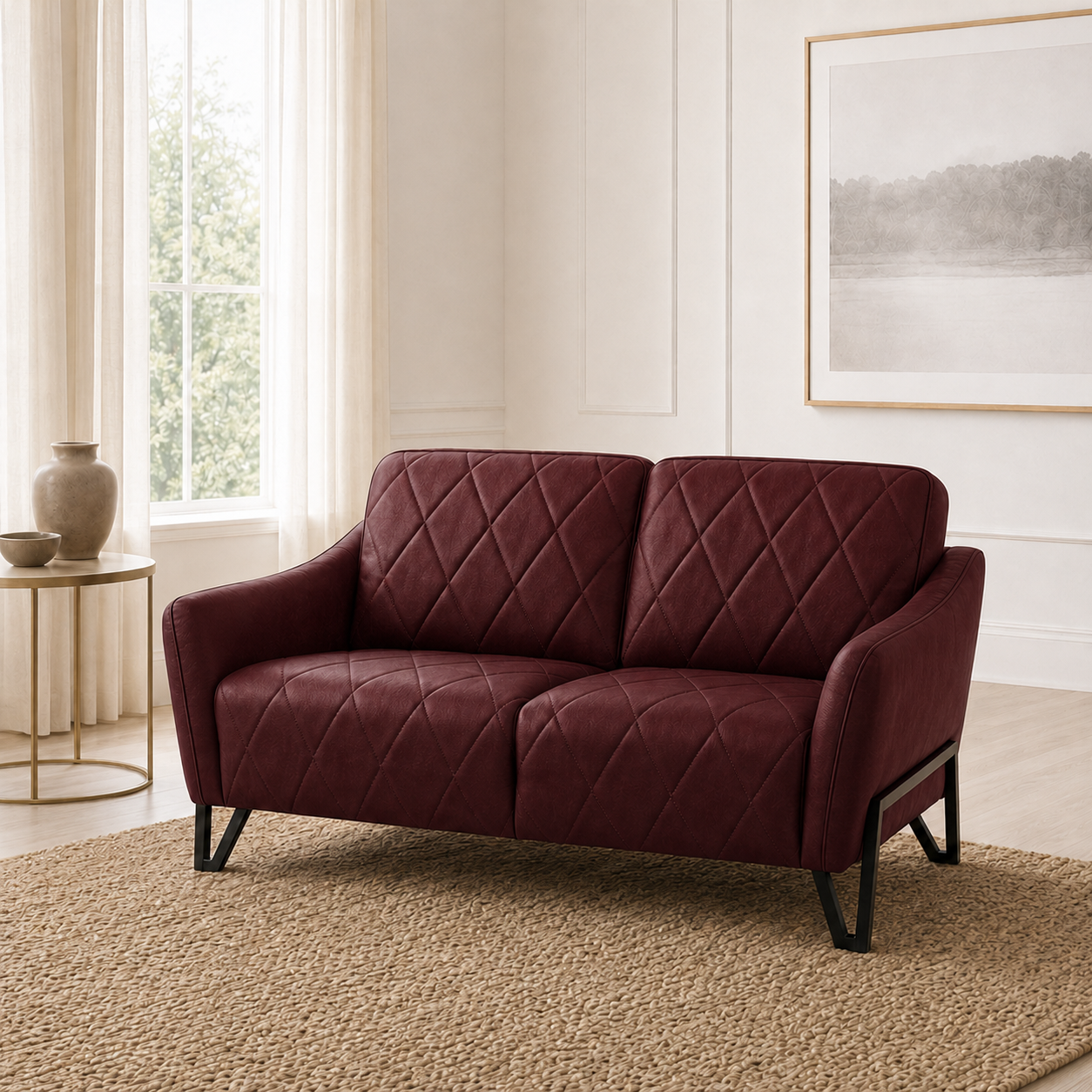 Plume 3+2+1 Sofa Set, 2 seater, red, room view