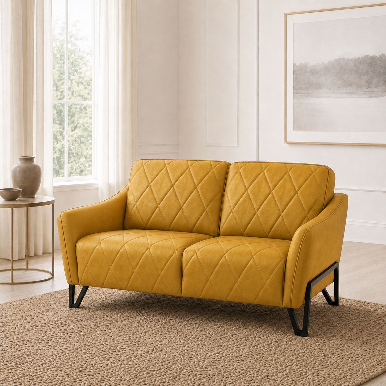 Plume 3+2+1 Sofa Set, 2 seater, yellow, room view