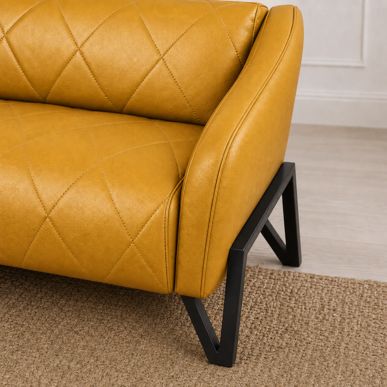 Plume 3+2+1 Sofa Set, 2 seater, yellow, detail view