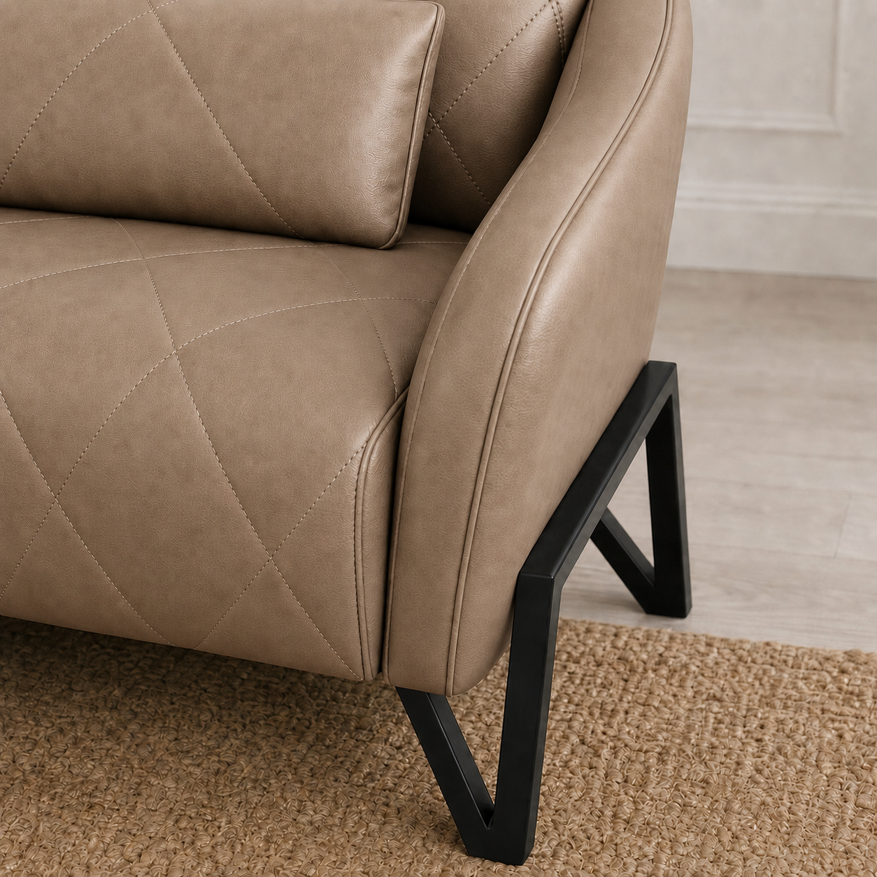 Plume 3+2+1 Sofa Set, 3 seater, beige, detail view