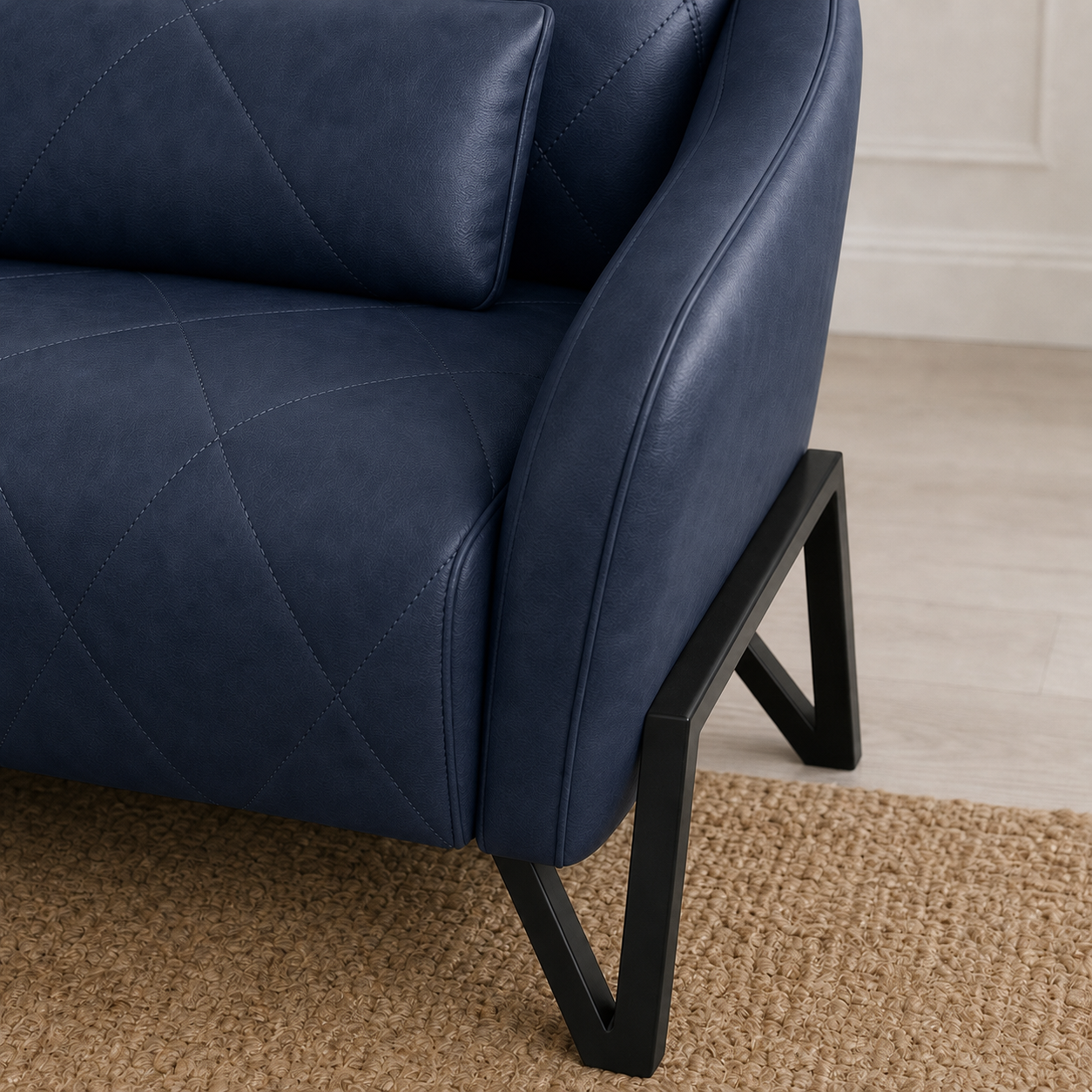 Plume 3+2+1 Sofa Set, 3 seater, blue, detail view