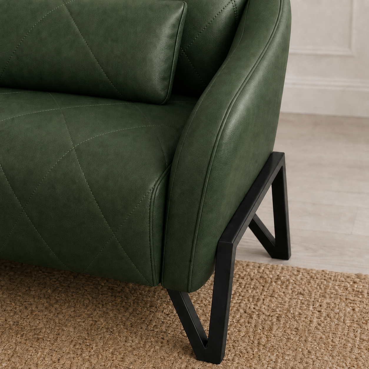 Plume 3+2+1 Sofa Set, 3 seater, green, detail view