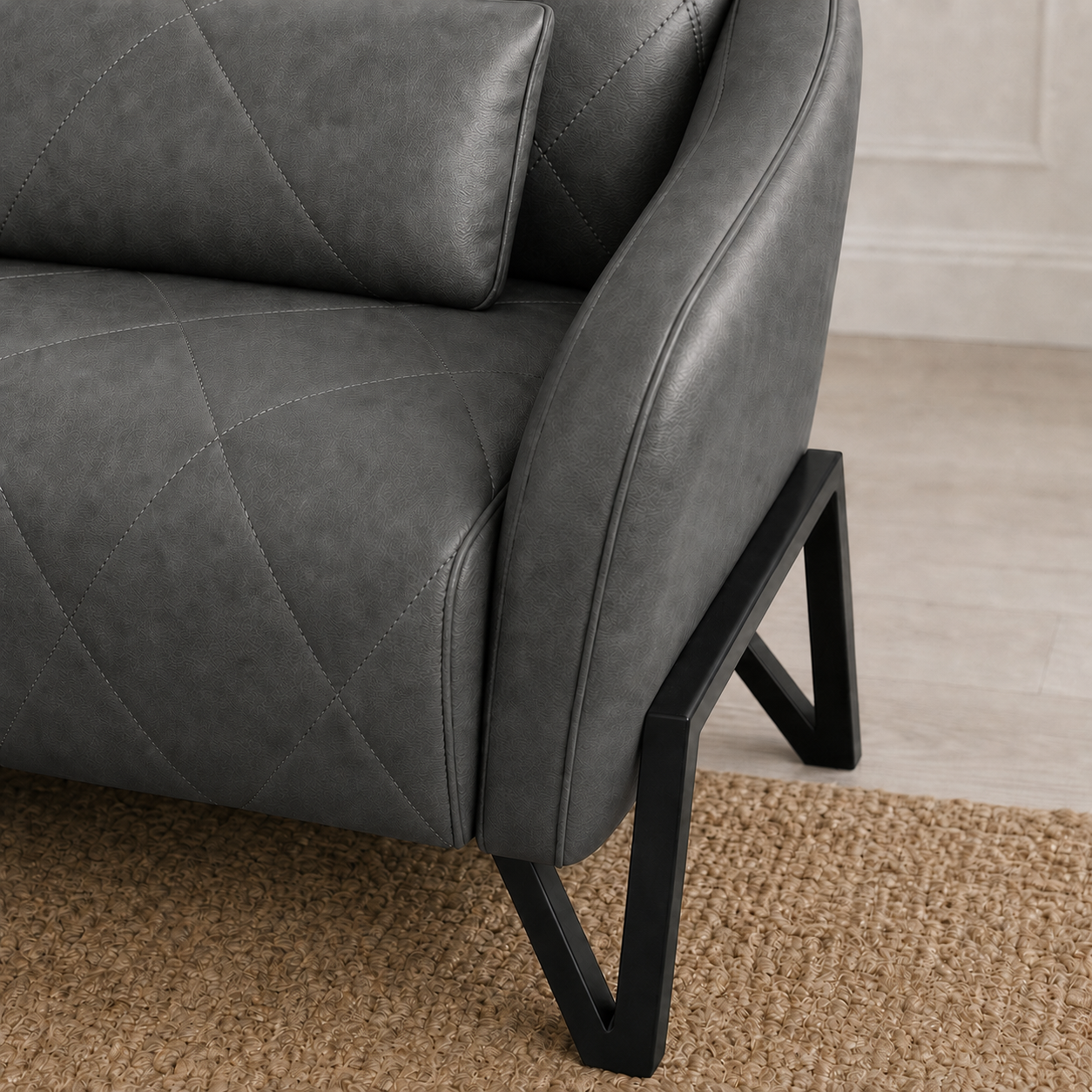 Plume 3+2+1 Sofa Set, 3 seater, grey, detail view