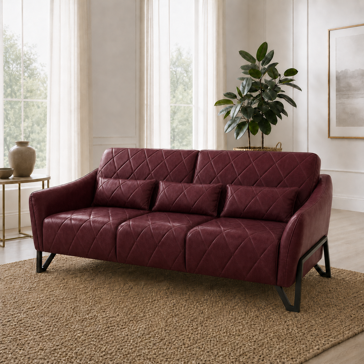 Plume 3+2+1 Sofa Set, 3 seater, red, room view