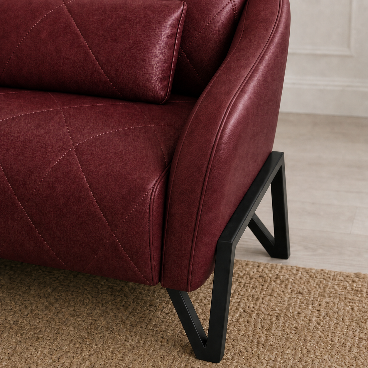 Plume 3+2+1 Sofa Set, 3 seater, red, detail view