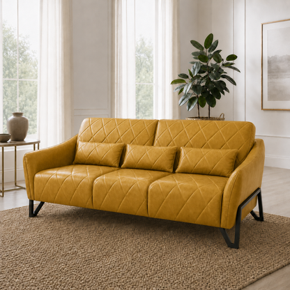 Plume 3+2+1 Sofa Set, 3 seater, yellow, room view