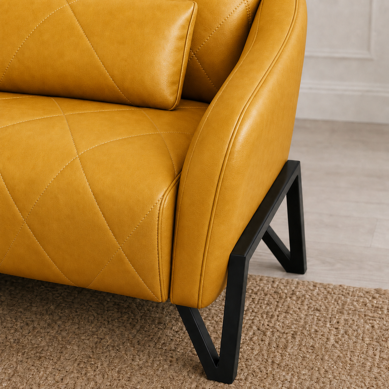 Plume 3+2+1 Sofa Set, 3 seater, yellow, detail view
