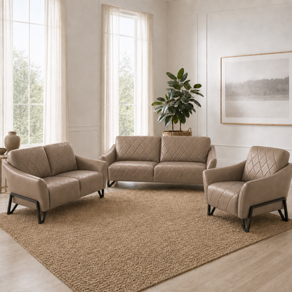 Plume 3+2+1 Sofa Set, 3+2+1 full set, beige, room view