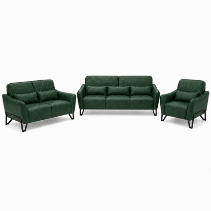 Plume 3+2+1 Sofa Set, 3+2+1 full set, green, studio view