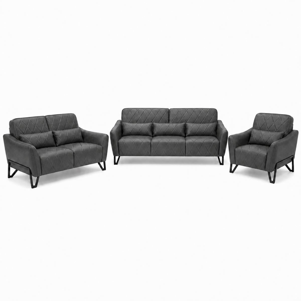 Plume 3+2+1 Sofa Set, 3+2+1 full set, grey, studio view