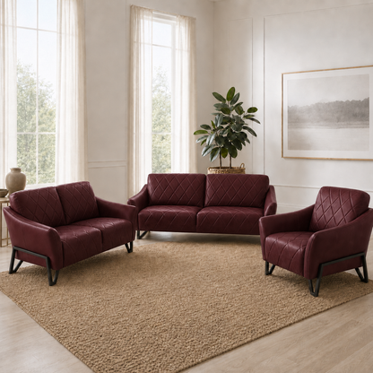 Plume 3+2+1 Sofa Set, 3+2+1 full set, red, room view