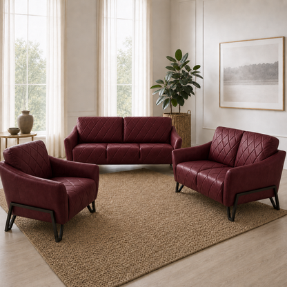 Plume 3+2+1 Sofa Set, 3+2+1 full set, red, detail view