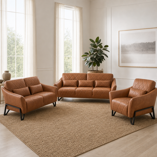 Plume - 3+2+1 Sofa Set, complete 3+2+1 sofa set in an editorial living room