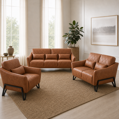 Plume - 3+2+1 Sofa Set, alternate room angle of the complete 3+2+1 sofa set