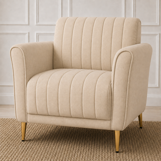 Plush 3+2+1 Sofa Set, 1 seater, beige, detail view