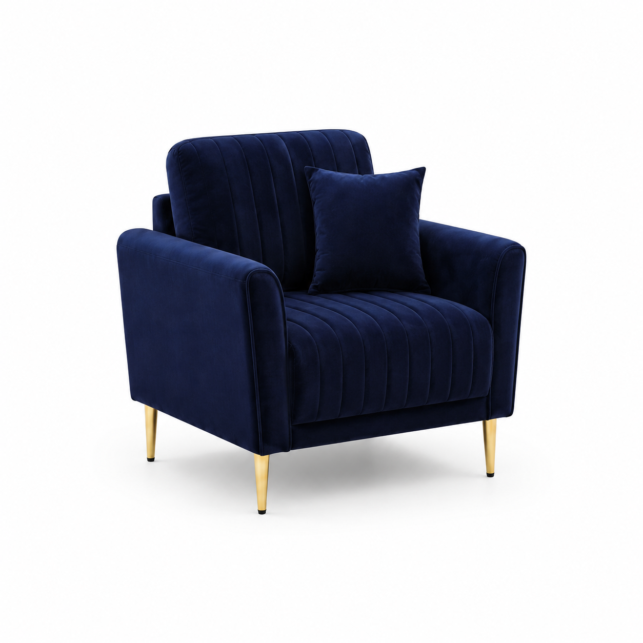 Plush 3+2+1 Sofa Set, 1 seater, blue, studio view