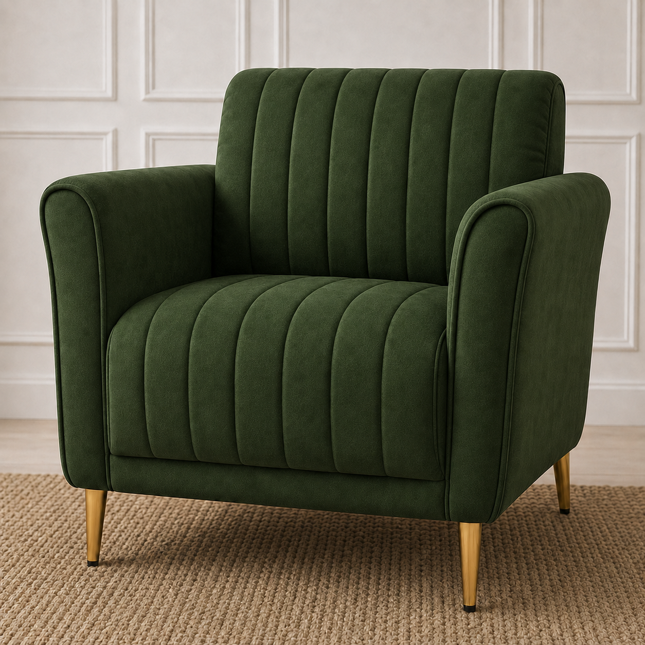Plush 3+2+1 Sofa Set, 1 seater, green, detail view