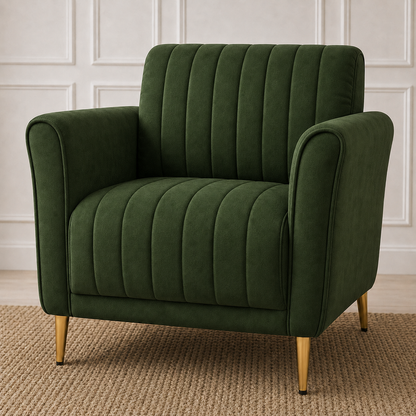 Plush 3+2+1 Sofa Set, 1 seater, green, detail view