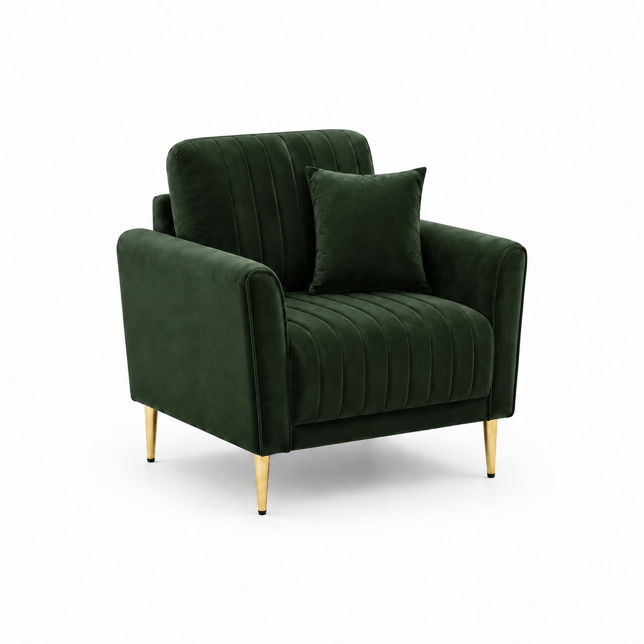 Plush 3+2+1 Sofa Set, 1 seater, green, studio view