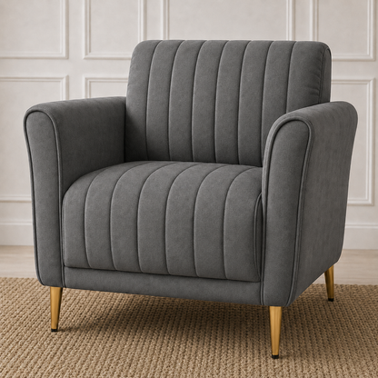 Plush 3+2+1 Sofa Set, 1 seater, grey, detail view